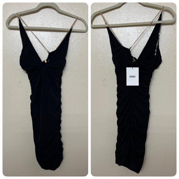 Nookie Tia Mini Bodycon Cutout Dress Small in Black One Shoulder - Picture 2 of 9